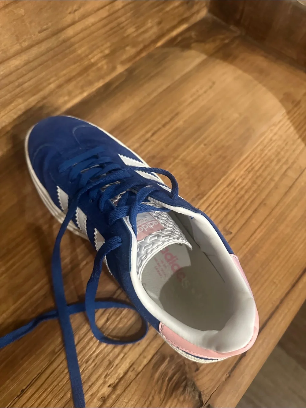 adidas Gazelle Platform Sneaker - Blue with Pink Heel
